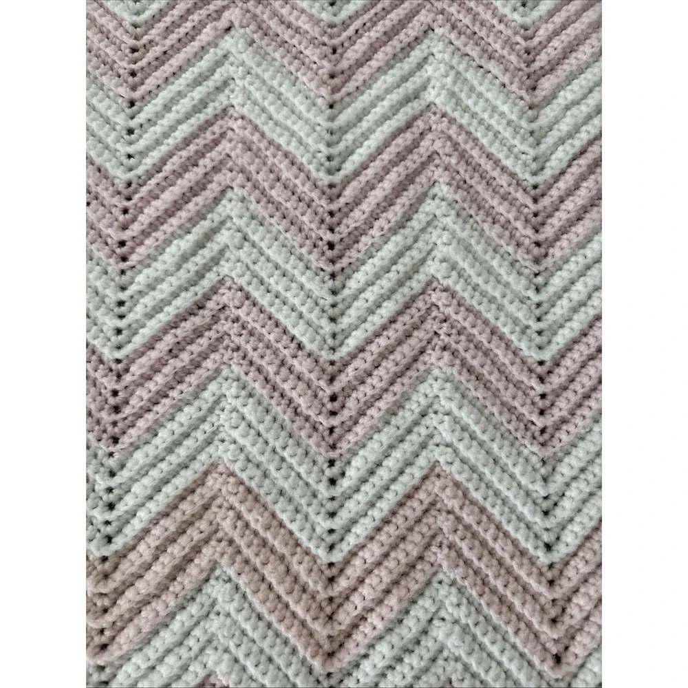 Chevron Pink And White Baby Afghan 46x35